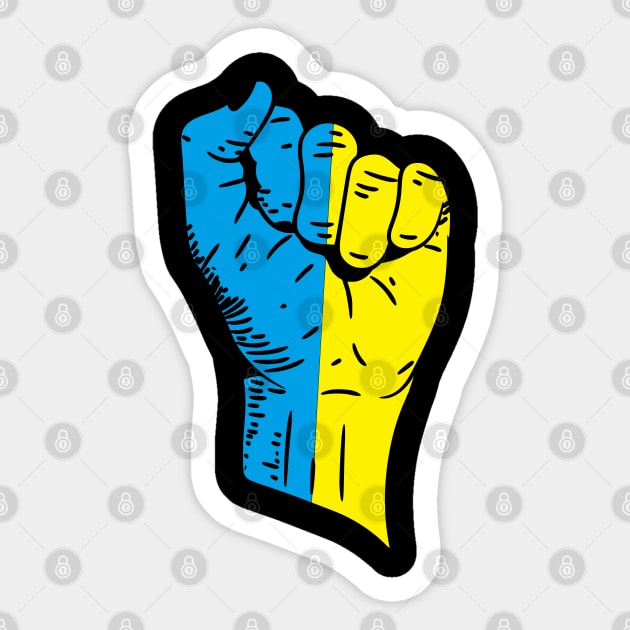 Flag of Ukraine on a Raised Clenched Fist Sticker by Vladimir Zevenckih